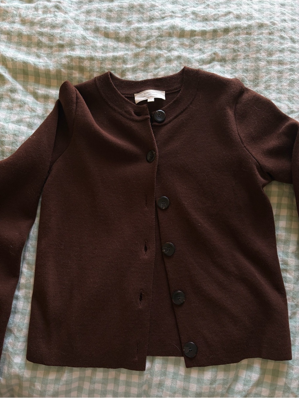 Sezane Jude Crewneck Button Cardigan - Brown - Picture 3 of 5